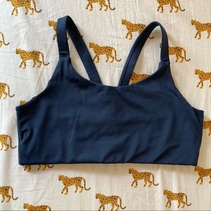 girlfriend collective navy blue sports bra